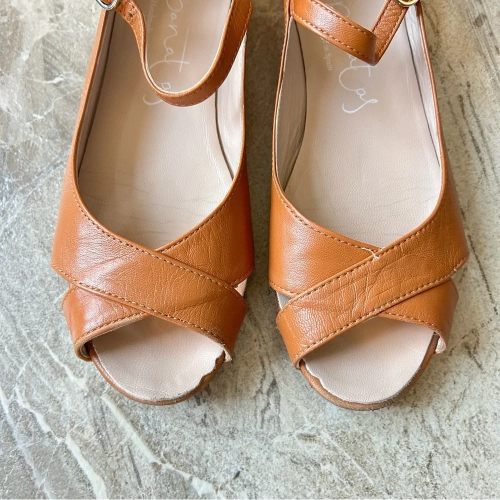 Papanatas Cowgirl Criss Cross Open Toe Leather Buckle Sandals, Size 36 (4 US)